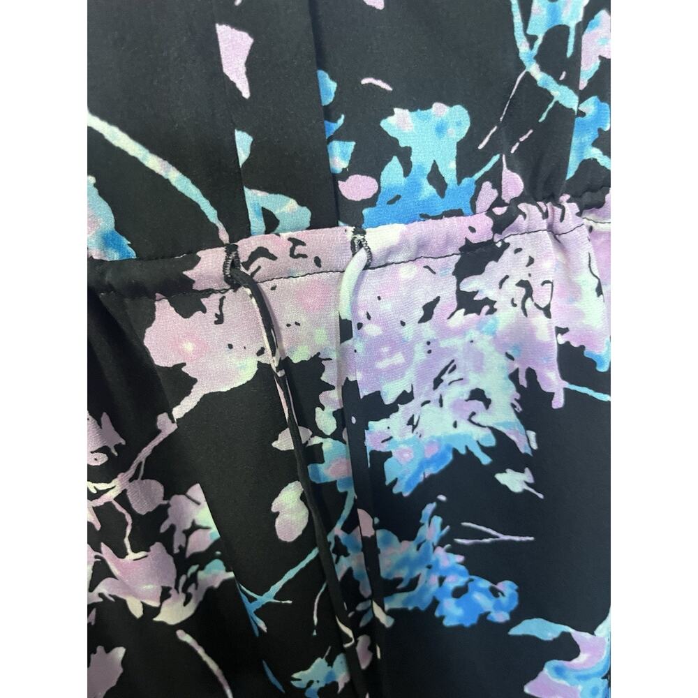 Diane von Furstenberg DVF Floral Shirt Dress Size 4 Blue Purple Long Sleeve - Picture 4 of 6